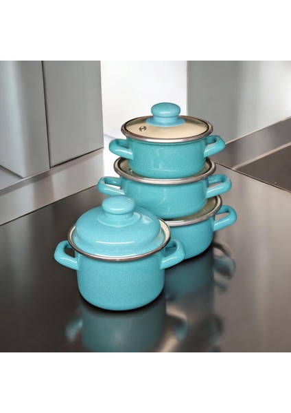Emaye Mini Tencere Seti Saklama Kabı Seti Emaye Sos Mama Mini Yumurta Haşlama Tenceresi 8 Parça fiyatları