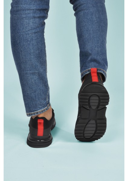 Siyah Kırmızı Bağcıklı Hafif Esnek Erkek Spor Ayakkabı Than 836 M indirimleri