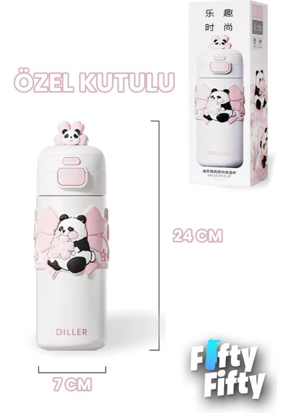 Dıller 480 ml Tek Kapak Çift Kullanım Pipetli/pipetsiz Taşıma El Askılı Vacum Cup/çelik Termos -FFD9317-480 fiyatları