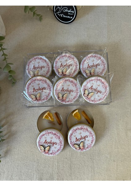 Kabartmalı 3 Boyutlu Isimli Yeni Doğan Bebek Mevlit Hediyelik Mum-Çiçekli Kelebekli-Toplam 10 Adet fiyatları