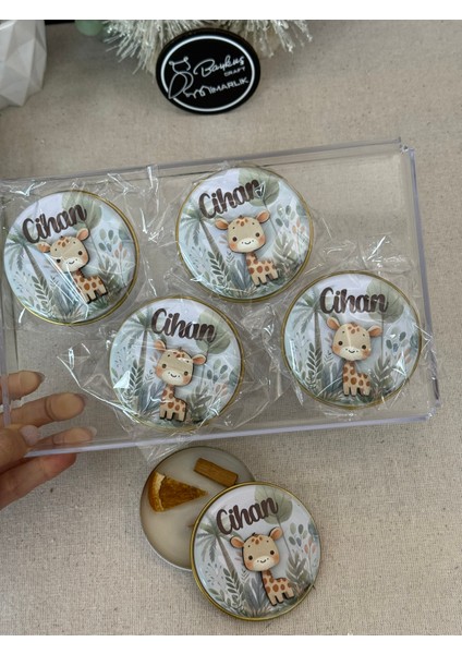 Kabartmalı 3 Boyutlu Isimli Yeni Doğan Bebek Mevlid Hediyelik Mum-Safari Zürafa-Toplam 10 Adet fiyatları