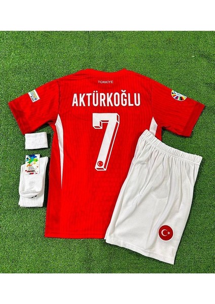 Türkiye Euro 2024 Kerem Aktürkoğlu Çocuk Forması 4'lü Set (Kırmızı)