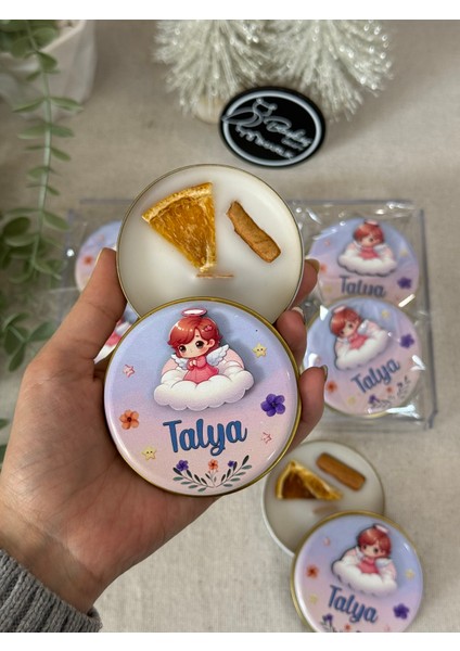 Kabartmalı 3 Boyutlu Isimli Yeni Doğan Bebek Mevlid Hediyelik Mum-Melek Kız-Toplam 10 Adet