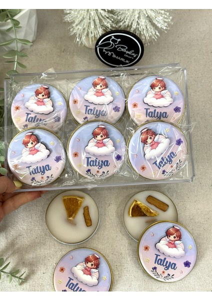 Kabartmalı 3 Boyutlu Isimli Yeni Doğan Bebek Mevlid Hediyelik Mum-Melek Kız-Toplam 10 Adet fiyatları