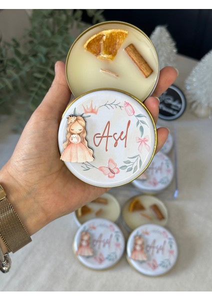 Kabartmalı 3 Boyutlu Isimli Yeni Doğan Bebek Mevlüt Hediyelik Mum-Prenses Kız-Toplam 10 Adet