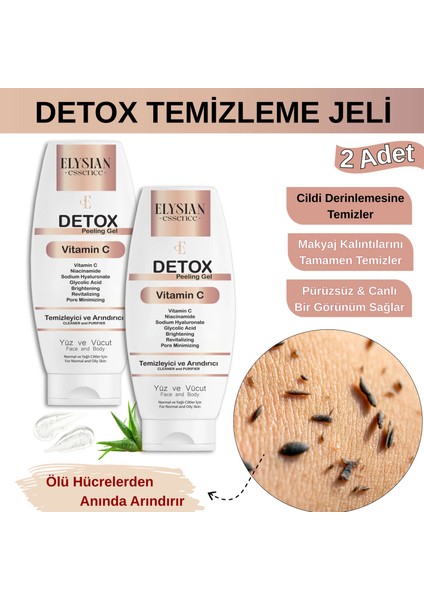 Detox Peeling Jel 2'li Set | Ölü Hücre Arındırıcı Temizleme jeli | Yüz Ve vücut temizleyici | aha bha, Vitamin C, Niacinamide