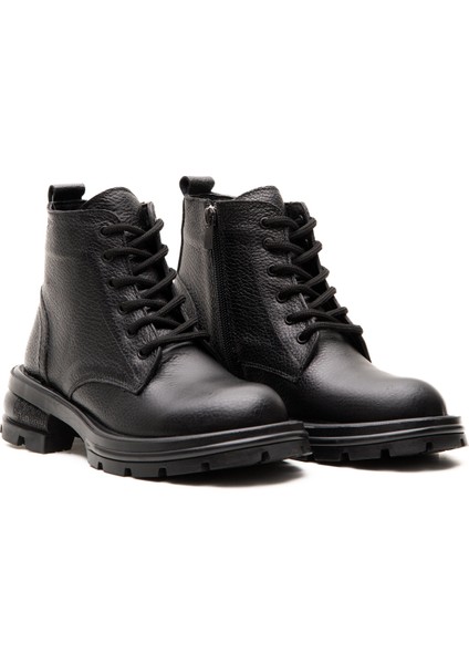 Hakiki Deri Kauçuk Kaymaz Taban Kadın Postal Bot