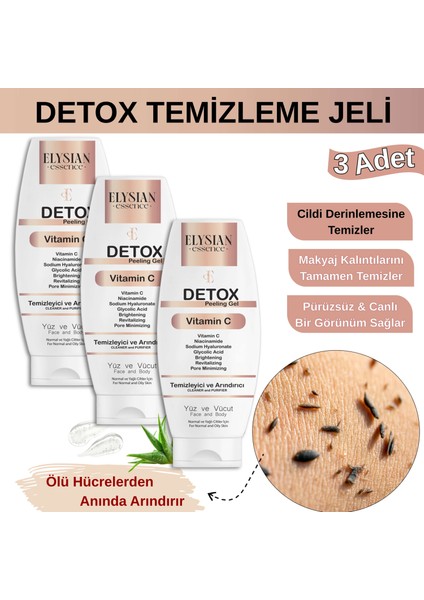 Detox Peeling Jel 3'lü Set | Ölü Hücre Arındırıcı Temizleme jeli | Yüz Ve vücut temizleyici | aha bha, Vitamin C, Niacinamide