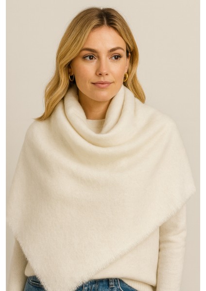 Kadın Şal Kışlık Akrilik Düz Krem Renk- Sıcak Tutan, Yumuşak Dokulu Günlük Kullanıma Uygun Uzun Atkı fiyatları