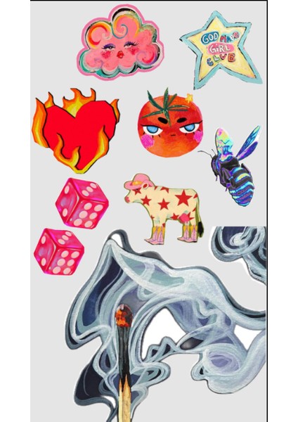 Retro Pop Art Sticker Seti (9’lu Paket)