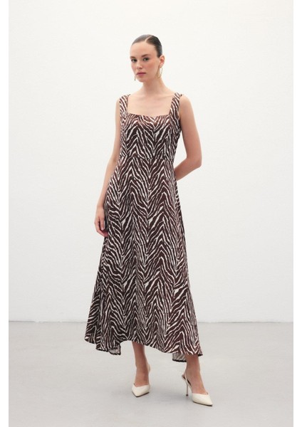 Kadın Zebra Desen Elbise 1877-3082