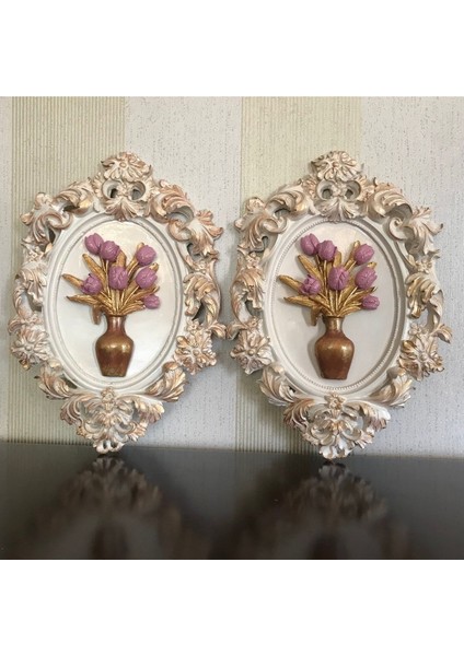 Modern Tasarım Lale Modeli Çerçeveli Seramik Duvar Tablosu