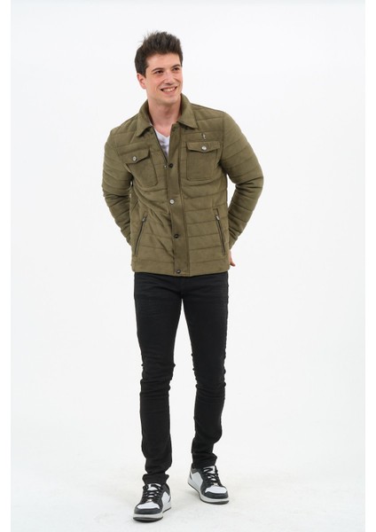 Erkek Haki Suni Süet Mont modelleri