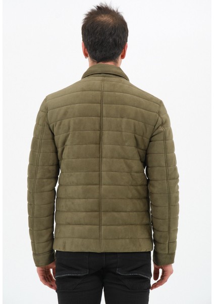 Erkek Haki Suni Süet Mont