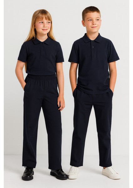 Beli Ribana Lastikli Lise Okul Pantolonu