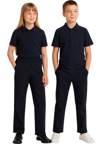 Beli Ribana Lastikli Lise Okul Pantolonu