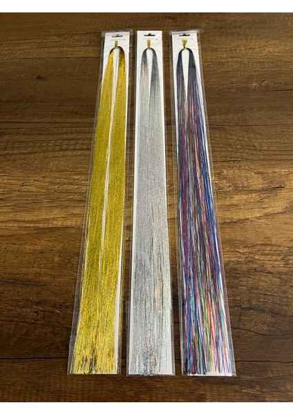 3 Adet Saç Simi Gri Sarı Renkli Tinsel Simli Saç Postiş fiyatları