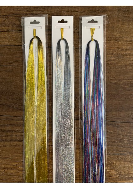 3 Adet Saç Simi Gri Sarı Renkli Tinsel Simli Saç Postiş fırsatları