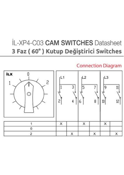 Ilx İL-XP4-C03-025 ,3-FAZ/25A Kutup Değiştirici Şalter fiyatları