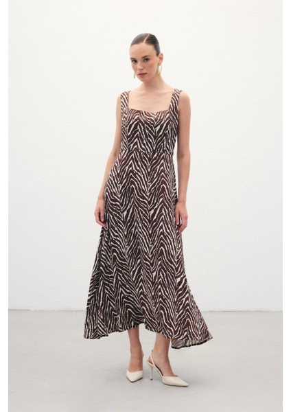 Kadın Zebra Desen Elbise 1877-3082 fiyatları