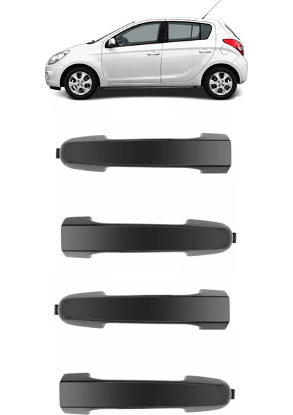 Hyundai I20 2009-2014 Uyumlu Ön ve Arka Dış Kapı Kolu Sağ + Sol 4 Adet Takım 82651-1J050
