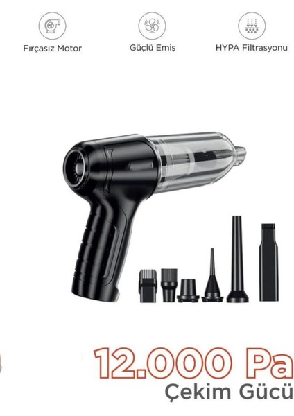 Mini Çok Fonksiyonlu Üflemeli Şarjlı Araç Süpürgesi El Süpürgesi 12.000PA