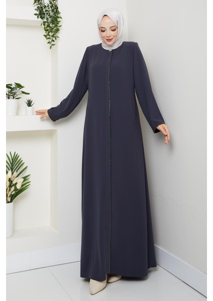 Yazlık Tesettür Ferace Fermuarlı Büyük Beden Gri 2502 modelleri