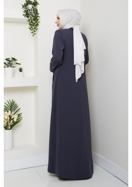 Yazlık Tesettür Ferace Fermuarlı Büyük Beden Gri 2502 indirimleri