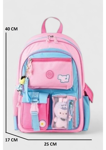 Muggle 2214 Ithal Ürün Üst Kalite Unisex Çocuk Üçlü Set Ilkokul Sırt Çantası - NKT02214-PEMBE-TEKEBAT indirimleri