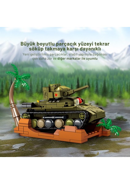 Type 97 Chi-Ha Muharebe Tankı Yapı Bloğu Seti 243 Parça modelleri
