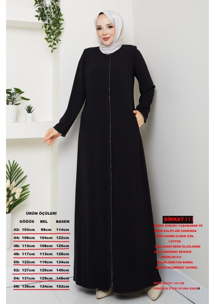 Yazlık Tesettür Ferace Fermuarlı Büyük Beden Siyah 2502 fiyatları