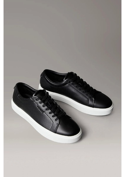 Perfore Deri Bileksiz Düz Taban Erkek Siyah Sneaker HM0HM01870-0GM fırsatları