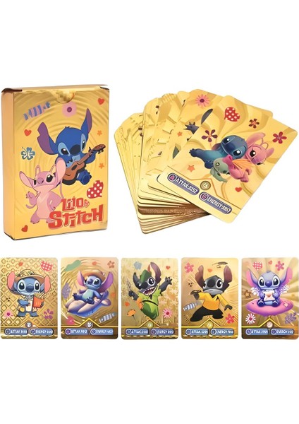Lilo & Stitch Vmax Gold Card Tcg Dx Gx Altın Esnek Oyuncu & Koleksiyon Kartı 55 Adet Ingilizce