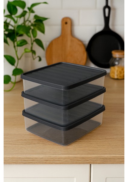 3'lü 2,5l Dikdörtgen Derin Dondurucu Saklama Kabı 10'lu Set Buzluk Mikrodalga Gıda Gri Plastik Kap fırsatları