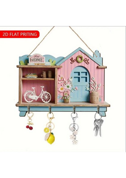 Klasik D Düz - [2d Düz] Şık 2d Düz Baskılı Ahşap Anahtar Tutucu