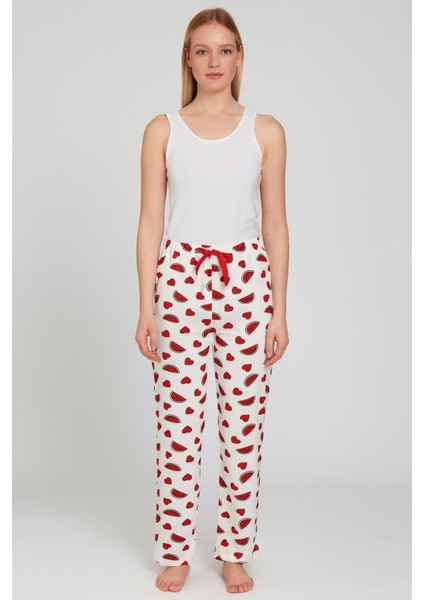 Kadın Desenli Milan Tek Alt Beyaz