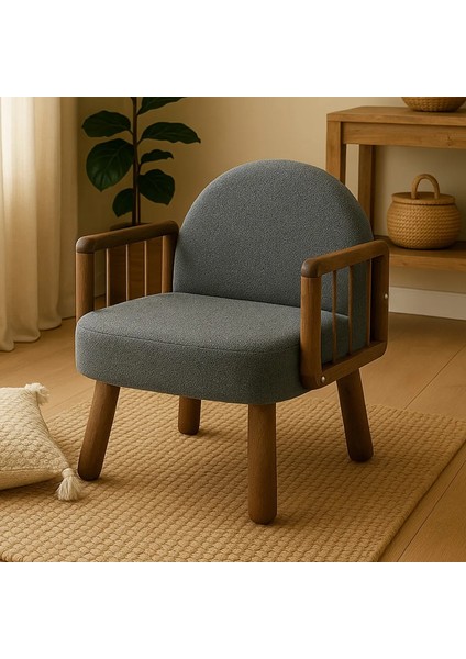 Tosca Bohem Berjer Ceviz Ahşap, Gri