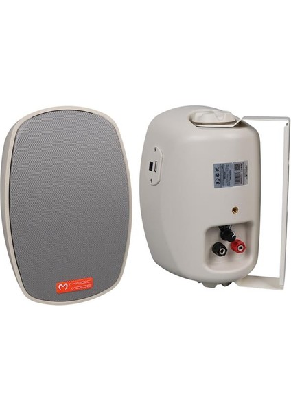 Magicvoice Mv-22 12 cm 40 Watt Komütatörlü Hat Trafolu Krem Beyaz Sütun Hoparlör (2'li Takım)