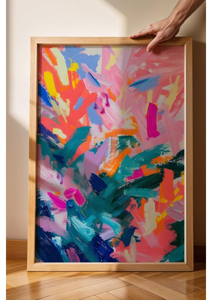 Pop Art Renkli Fırça Darbeleri Çerçeveli Tablo - Pop Art Poster Tablo fiyatları