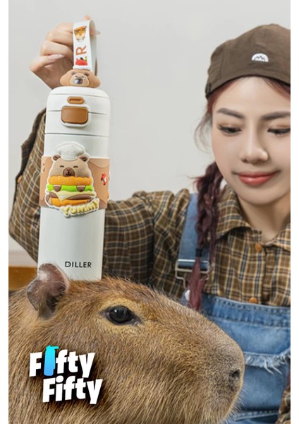 Dıller 480 ml Tek Kapak Çift Kullanım Pipetli/pipetsiz Taşıma El Askılı Vacum Cup/çelik Termos -FFD9351-480 modelleri