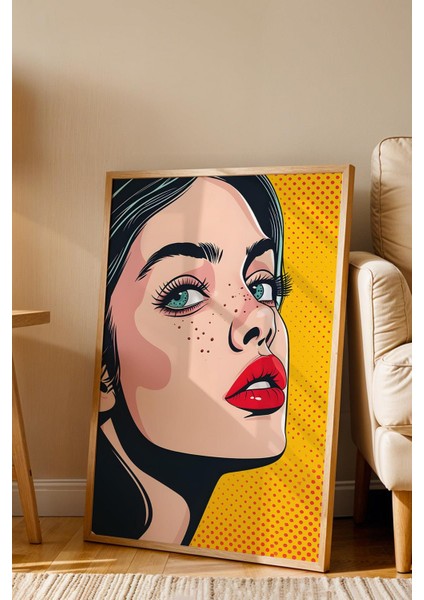 Pop Art Kadın Portresi Çerçeveli Tablo - Pop Art Poster Tablo