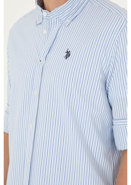 Erkek Mavi Gömlek Desenli 50288675-VR036