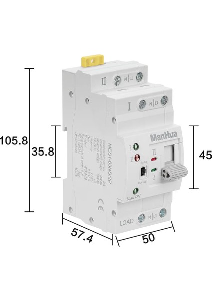 MES1-63NS/2P Ac 220 V 63A 2 Kutuplu Çift Güç Otomatik Transfer Anahtarı Elektrik Anahtarı Pc Tipi Anahtar Ev Din Ray fiyatları