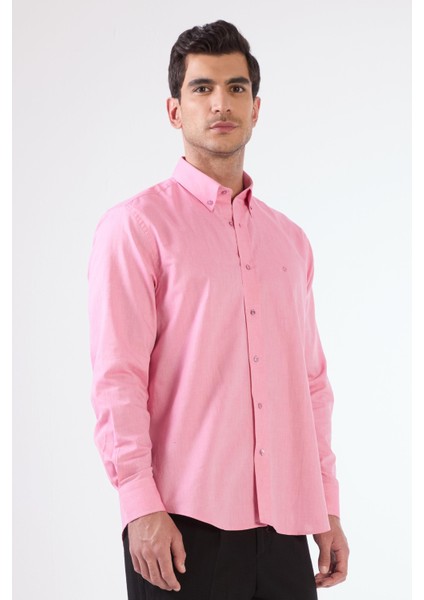 Pembe Erkek Regular Fit Brent Düğmeli Yaka Uzun Kol Gömlek fiyatları