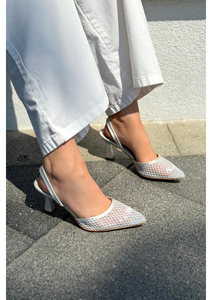 Vasrend Saten File Detaylı Stiletto Gümüş