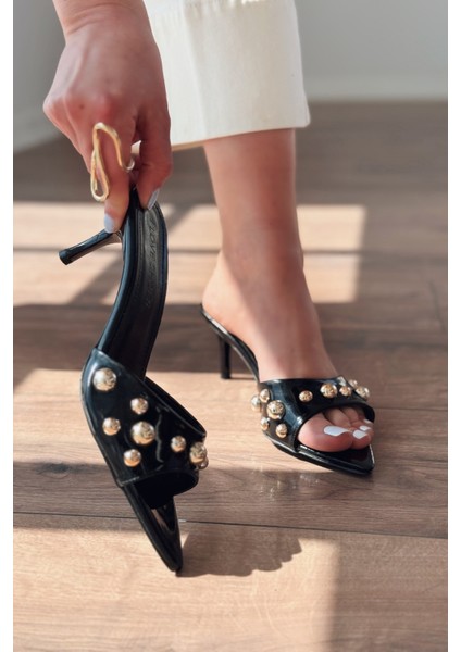Yonspe Rugan Trok Detaylı Ince Topuklu Terlik Siyah fiyatları