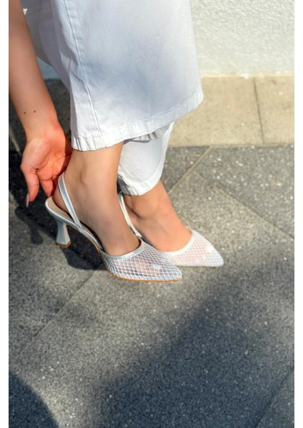 Vasrend Saten File Detaylı Stiletto Gümüş modelleri