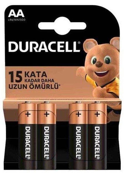 Duracell LR6/MN1500 1.5V Alkalin 4'lü Aa Kalem Pil