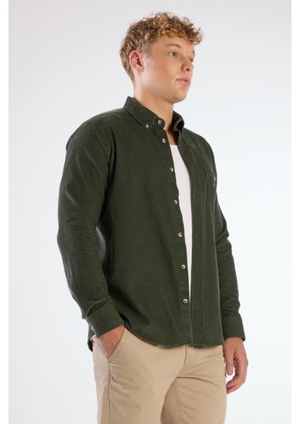 Haki Fitilli Cepli Regular Fit Erkek Gömlek fiyatları
