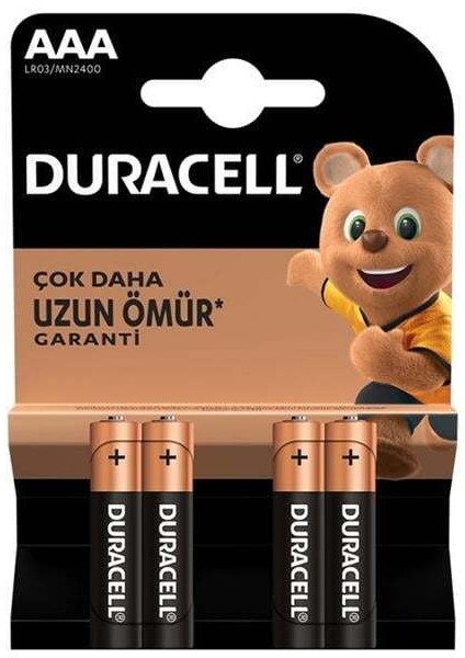 Duracell LR03/MN2400 Aaa Ince Alkalin Pil (4'lü Paket)